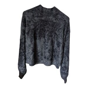 A-17 Mock Turtleneck Fuzzy Boxy Pullover Sweater‎ Wild Fable Black Lurex L